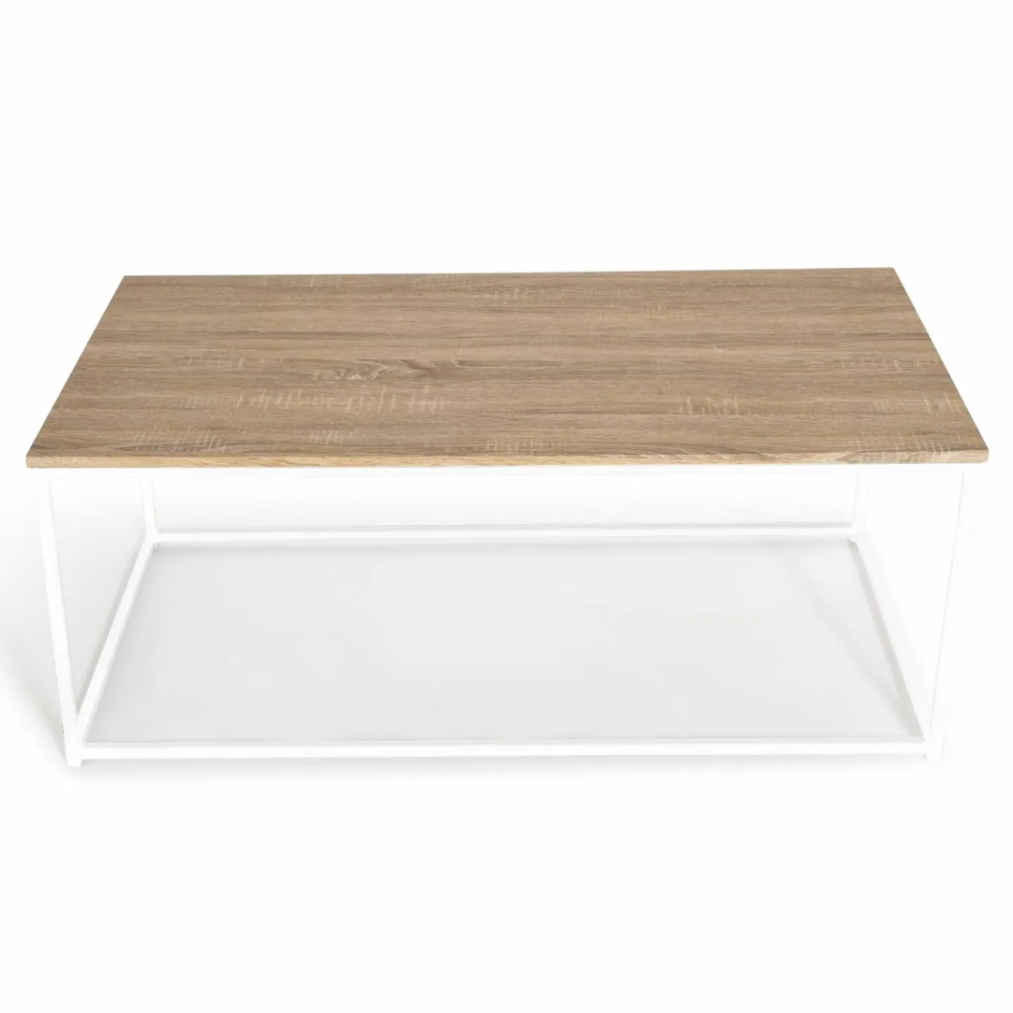 Table basse style industriel bois et métal blanc*IDMarket