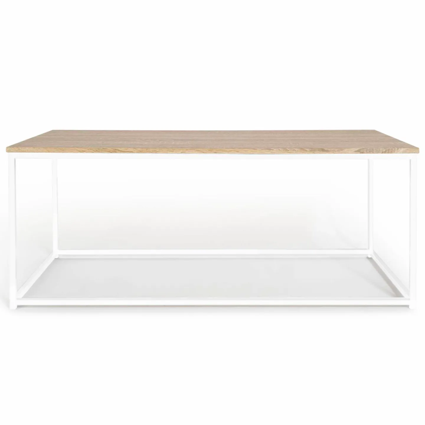 Table basse style industriel bois et métal blanc*IDMarket