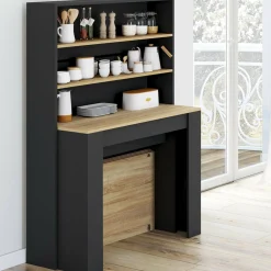 Table buffet haut extensible 8 personnes bois et noir 235 cm*IDMarket Outlet