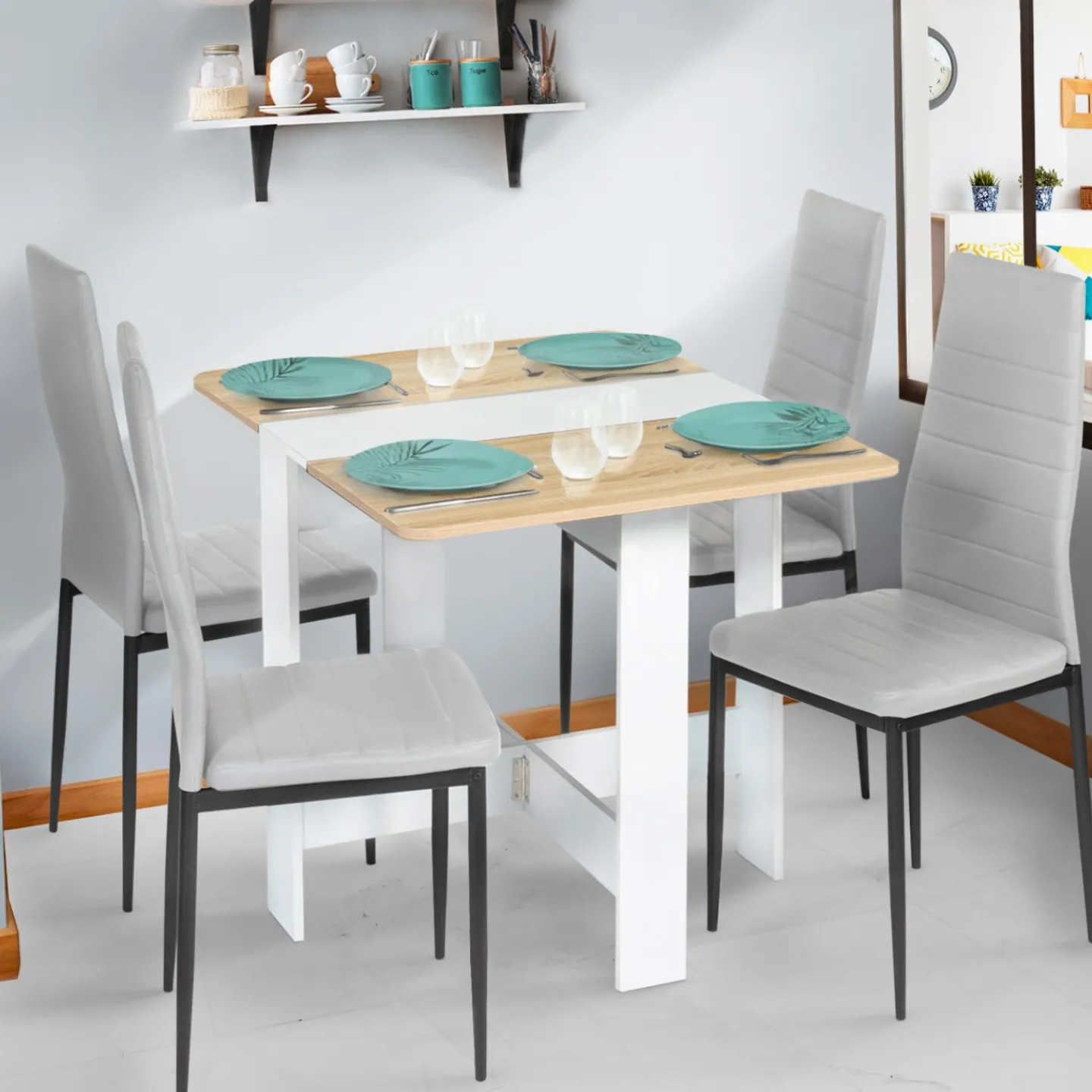 Table console bois blanc et imitation hêtre*IDMarket New