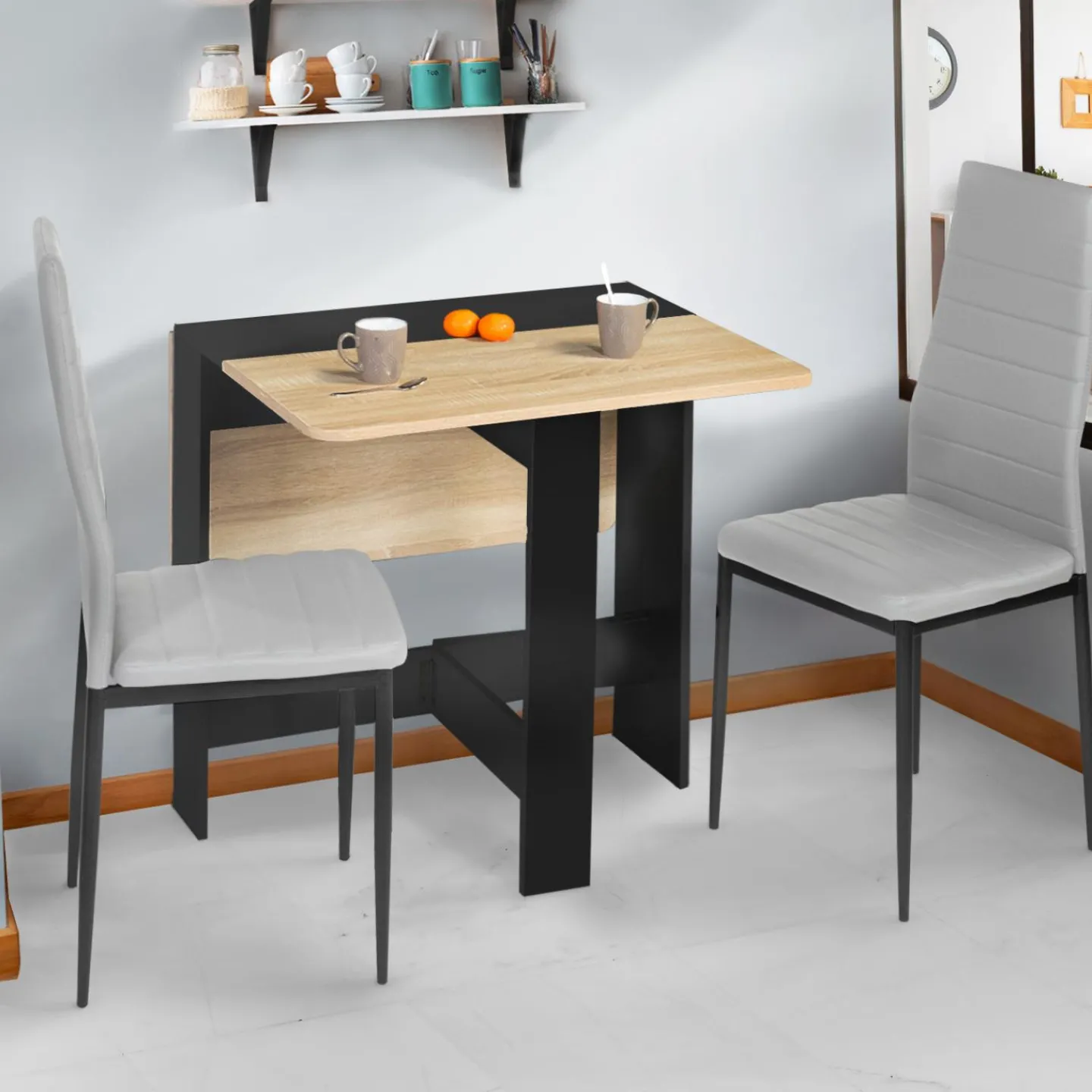 Table console bois noir et imitation hêtre*IDMarket Best
