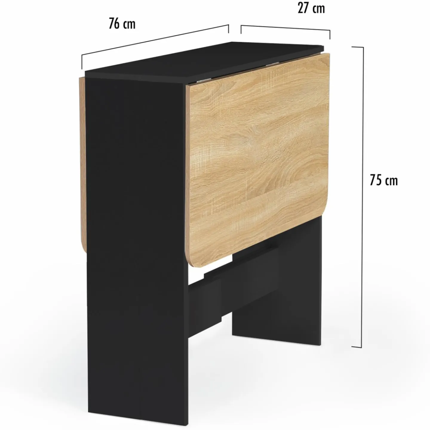 Table console bois noir et imitation hêtre*IDMarket Best