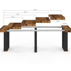Table console extensible 10 personnes 235 cm bois effet vieilli et noir*IDMarket Online