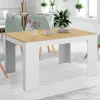 Table console extensible 140 cm blanc et bois façon hêtre*IDMarket Hot