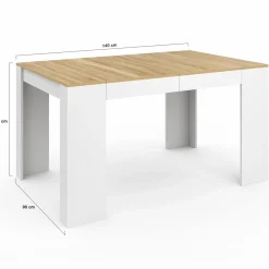 Table console extensible 140 cm blanc et bois façon hêtre*IDMarket Hot