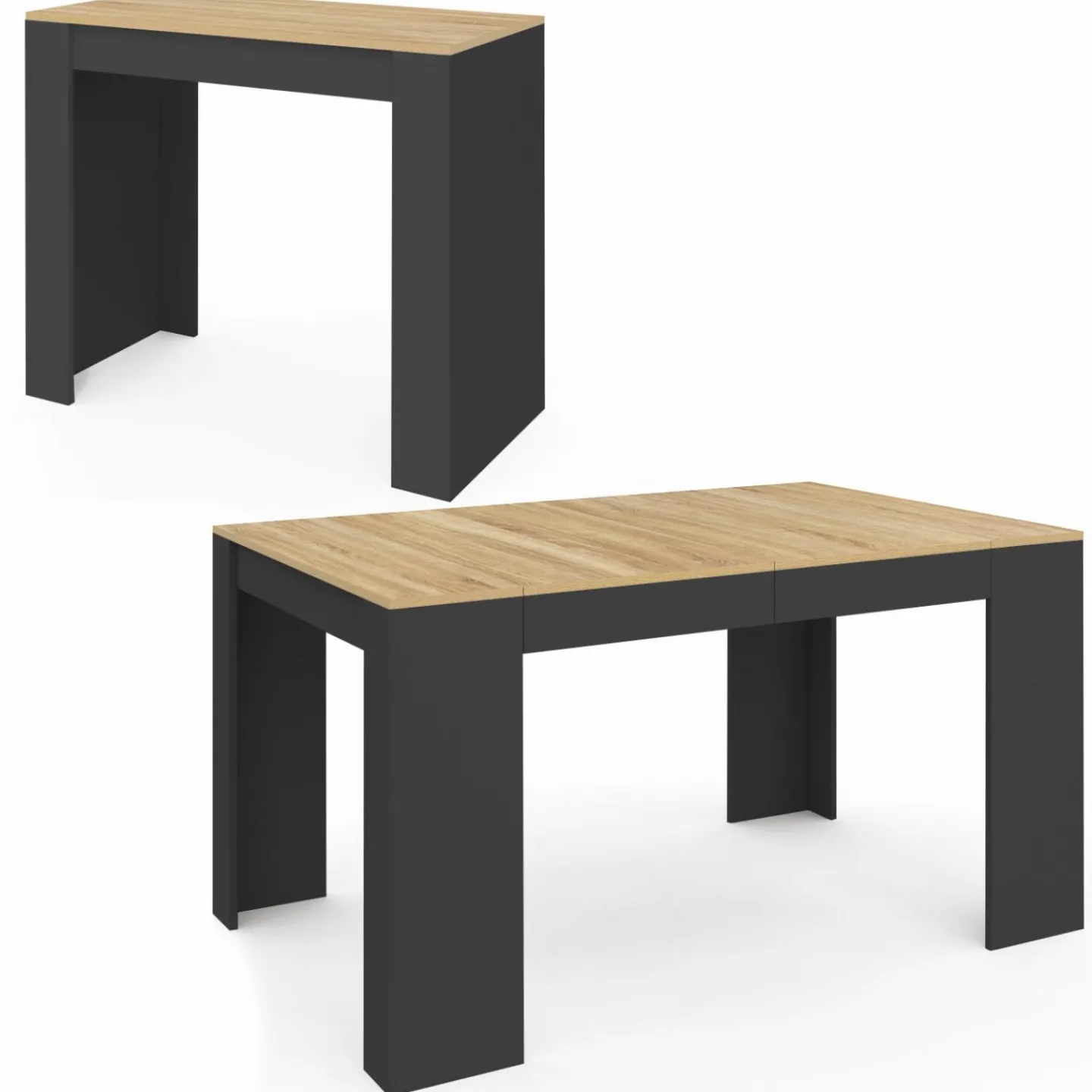 Table console extensible noir et bois*IDMarket Outlet