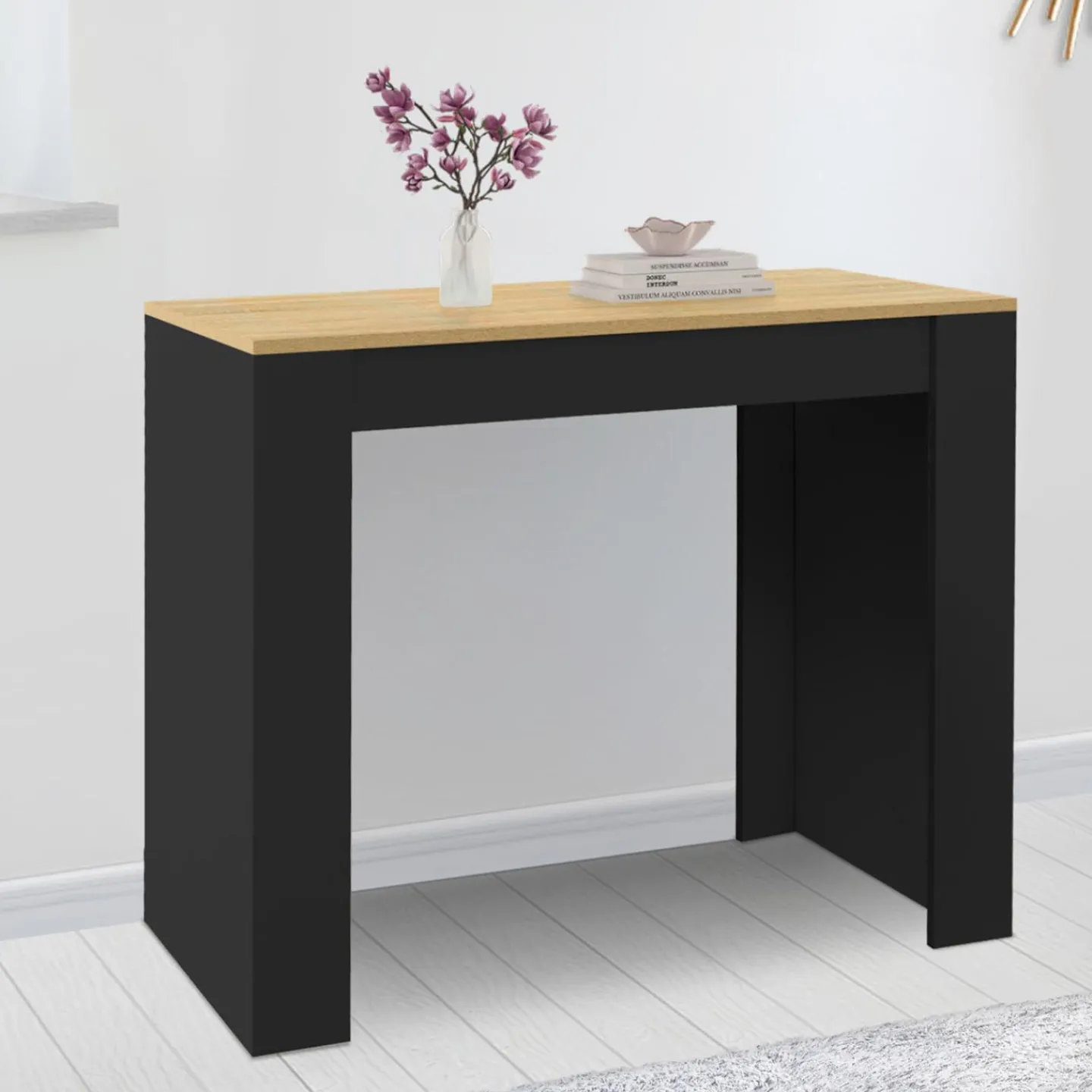 Table console extensible noir et bois*IDMarket Outlet