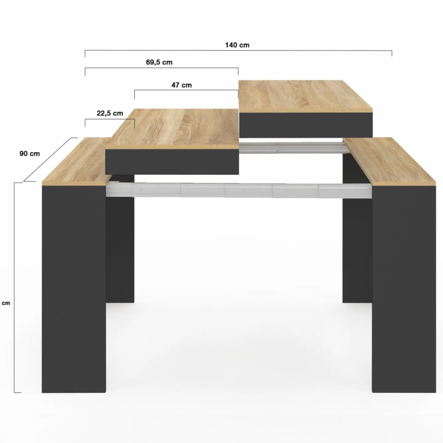 Table console extensible noir et bois*IDMarket Outlet