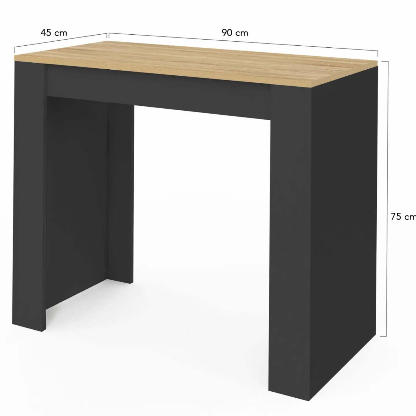 Table console extensible noir et bois*IDMarket Outlet