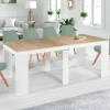 Table console extensible bois façon hêtre et blanc 10 personnes*IDMarket Discount