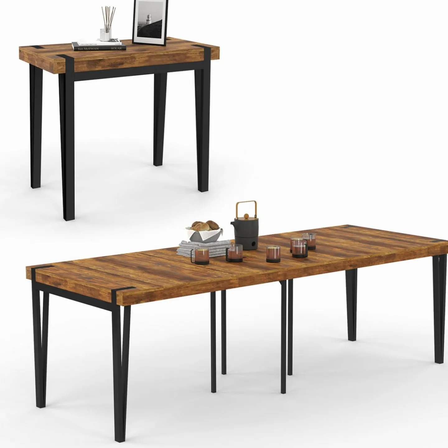 Table console extensible 10 personnesdesign industriel 235 cm*IDMarket Discount