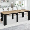 Table console extensible 14 personnes bois noir et façon hêtre*IDMarket Online