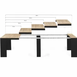 Table console extensible 14 personnes bois noir et façon hêtre*IDMarket Online