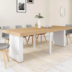 Table console extensible bois et blanc*IDMarket Outlet