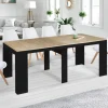 Table console extensible 10 personnes bois noir et façon hêtre*IDMarket Best