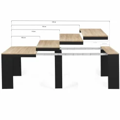 Table console extensible 10 personnes bois noir et façon hêtre*IDMarket Best