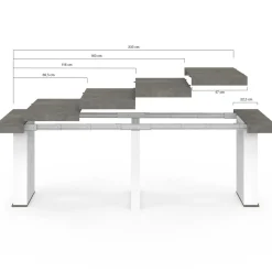 Table console extensible 10 personnes 235 cm béton et blanc*IDMarket Hot