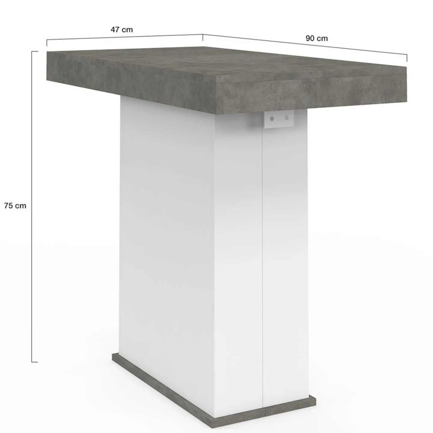 Table console extensible 10 personnes 235 cm béton et blanc*IDMarket Hot