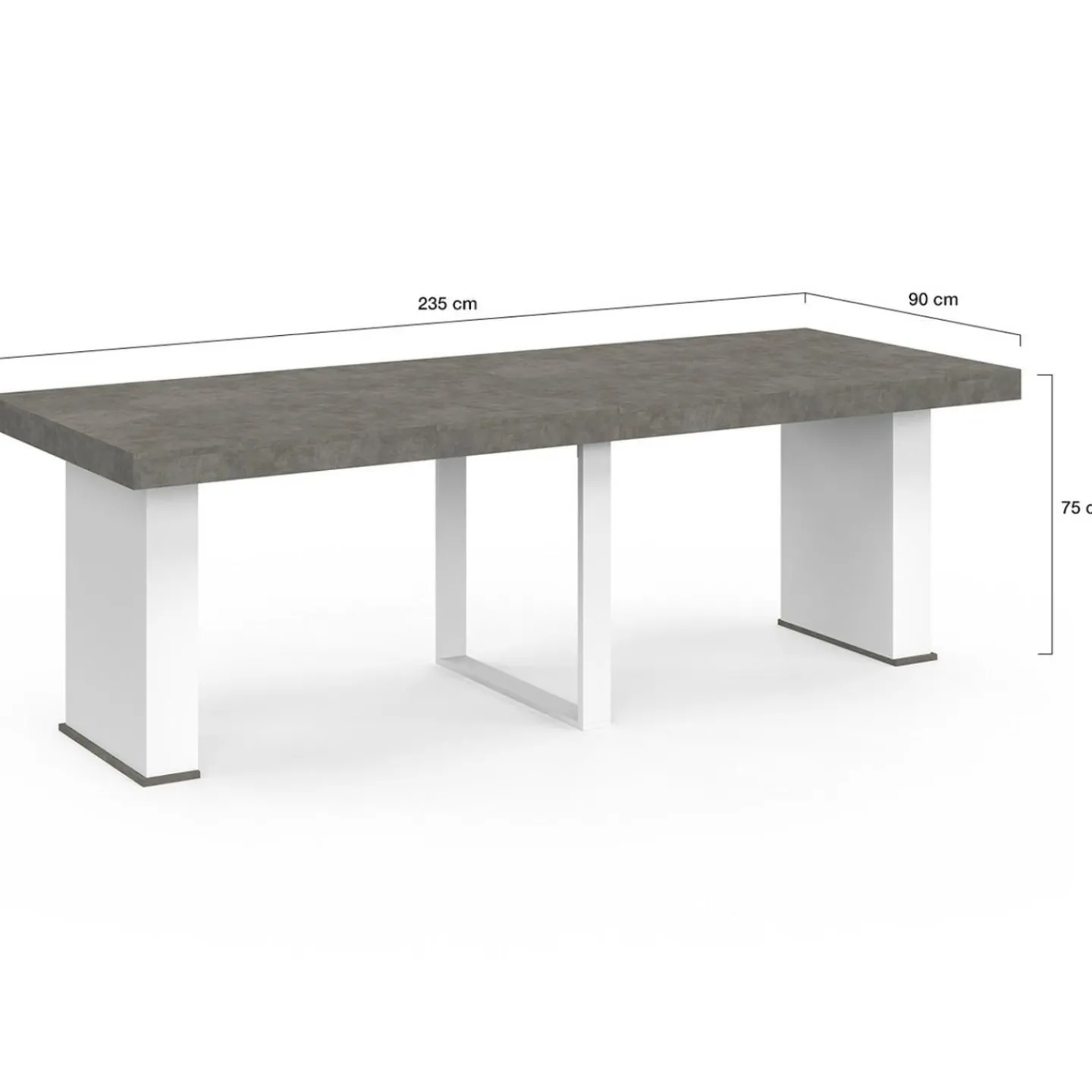 Table console extensible 10 personnes 235 cm béton et blanc*IDMarket Hot