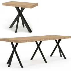Table console extensible 10 personnes 235 cm design industriel*IDMarket Clearance