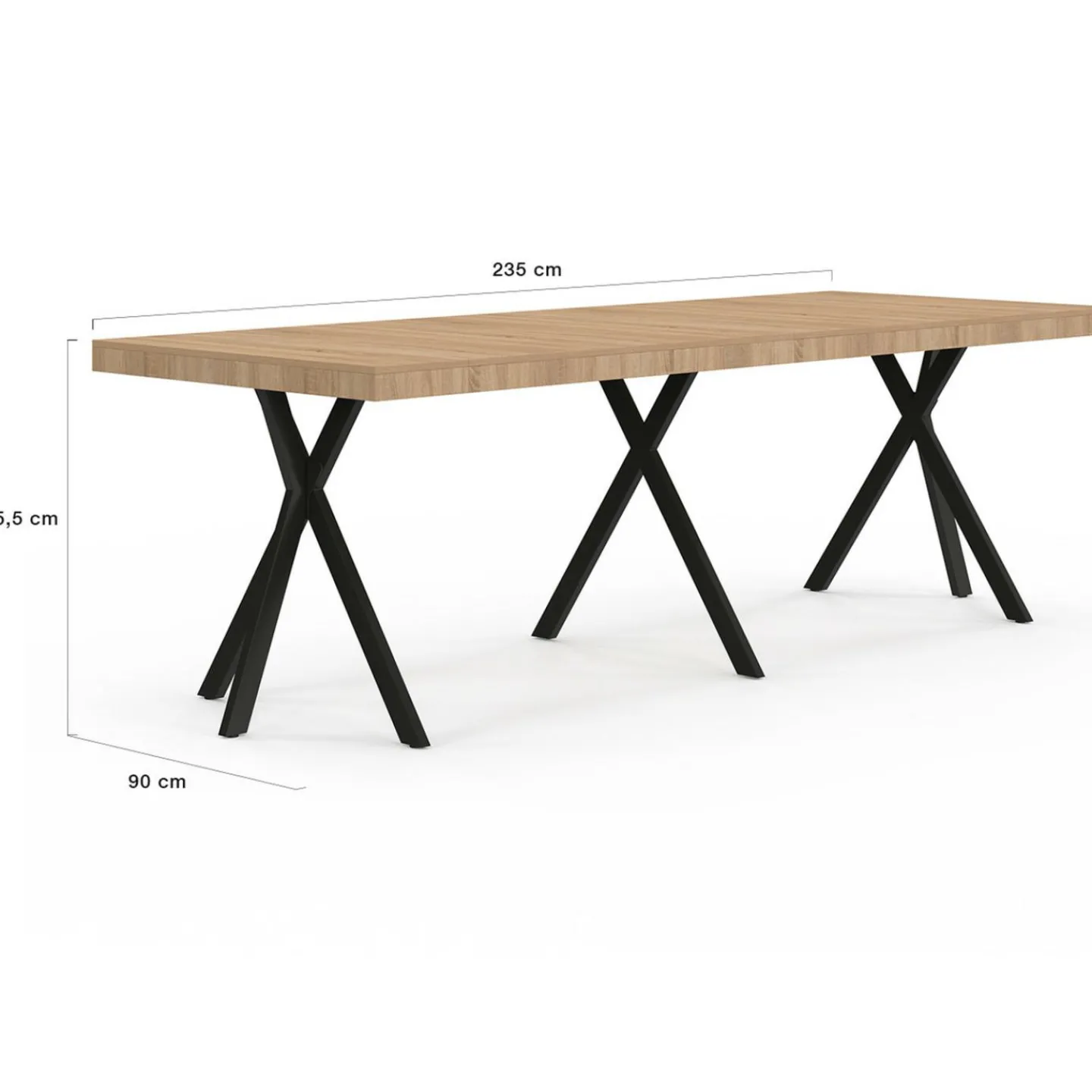 Table console extensible 10 personnes 235 cm design industriel*IDMarket Clearance