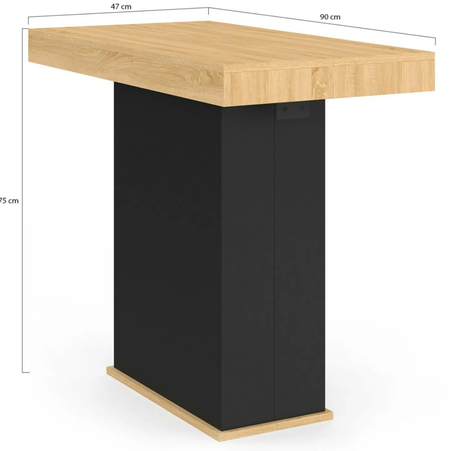 Table console extensible 14 personnes 300 cm bois et noir*IDMarket New