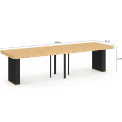 Table console extensible 14 personnes 300 cm bois et noir*IDMarket New