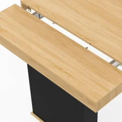 Table console extensible 14 personnes 300 cm bois et noir*IDMarket New