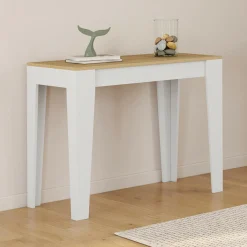 Table console extensible 10 personnes 235 cm bois et façon hêtre*IDMarket