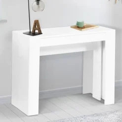 Table console extensible blanche 10 personnes 235 cm*IDMarket Clearance