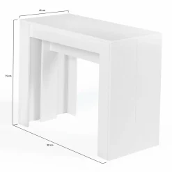 Table console extensible blanche 10 personnes 235 cm*IDMarket Clearance