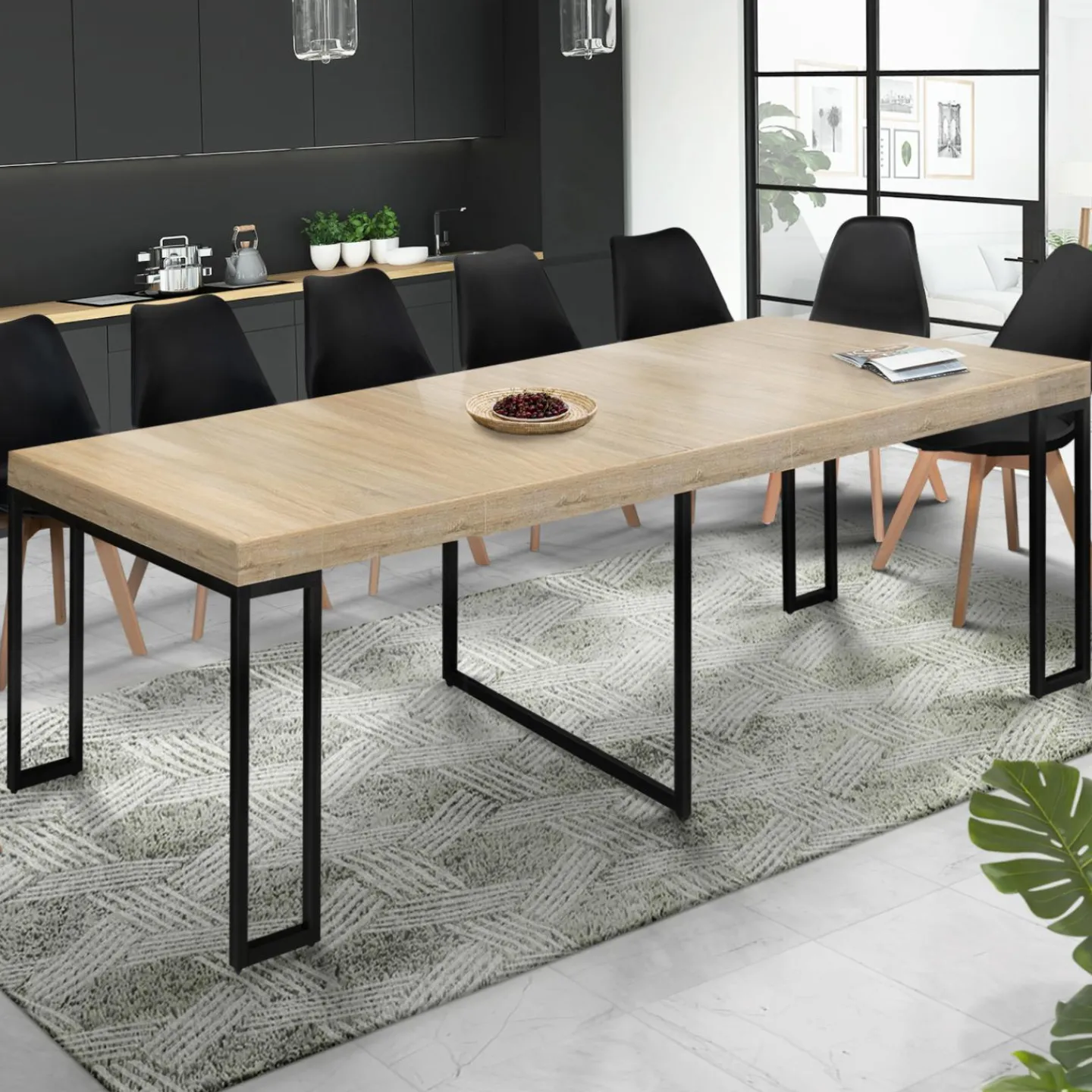 Table console extensible TORONTO 14 personnes 300 cm design industriel*IDMarket Discount