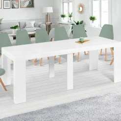 Table console extensible blanche 14 personnes 300 cm*IDMarket Hot