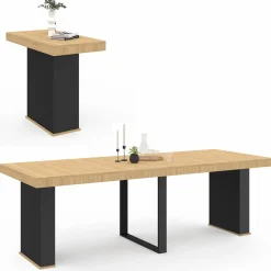 Table console extensible bois et noir*IDMarket