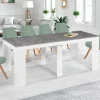 Table console extensible bois blanc et effet béton 10 personnes*IDMarket Clearance