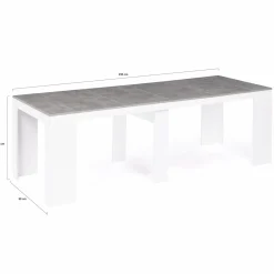 Table console extensible bois blanc et effet béton 10 personnes*IDMarket Clearance