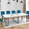 Table console extensible effet marbre blanc 10 personnes*IDMarket