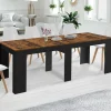 Table console extensible 235 cm effet vieilli et noir 10 personnes*IDMarket Best