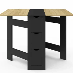Table console pliable bois et noir 2-4 personnes*IDMarket Outlet