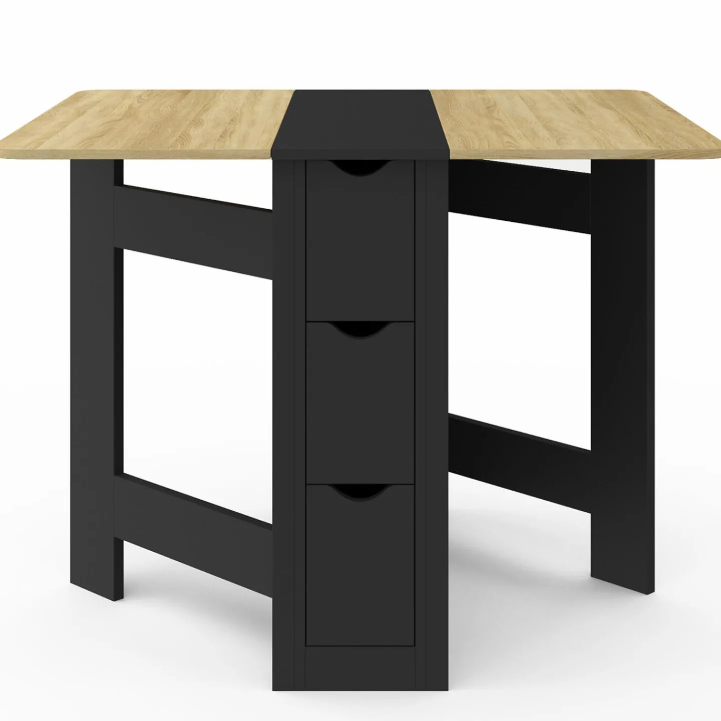 Table console pliable bois et noir 2-4 personnes*IDMarket Outlet