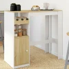 Table de bar 2 personnes bois et blanc avec placard et range bouteilles*IDMarket Hot