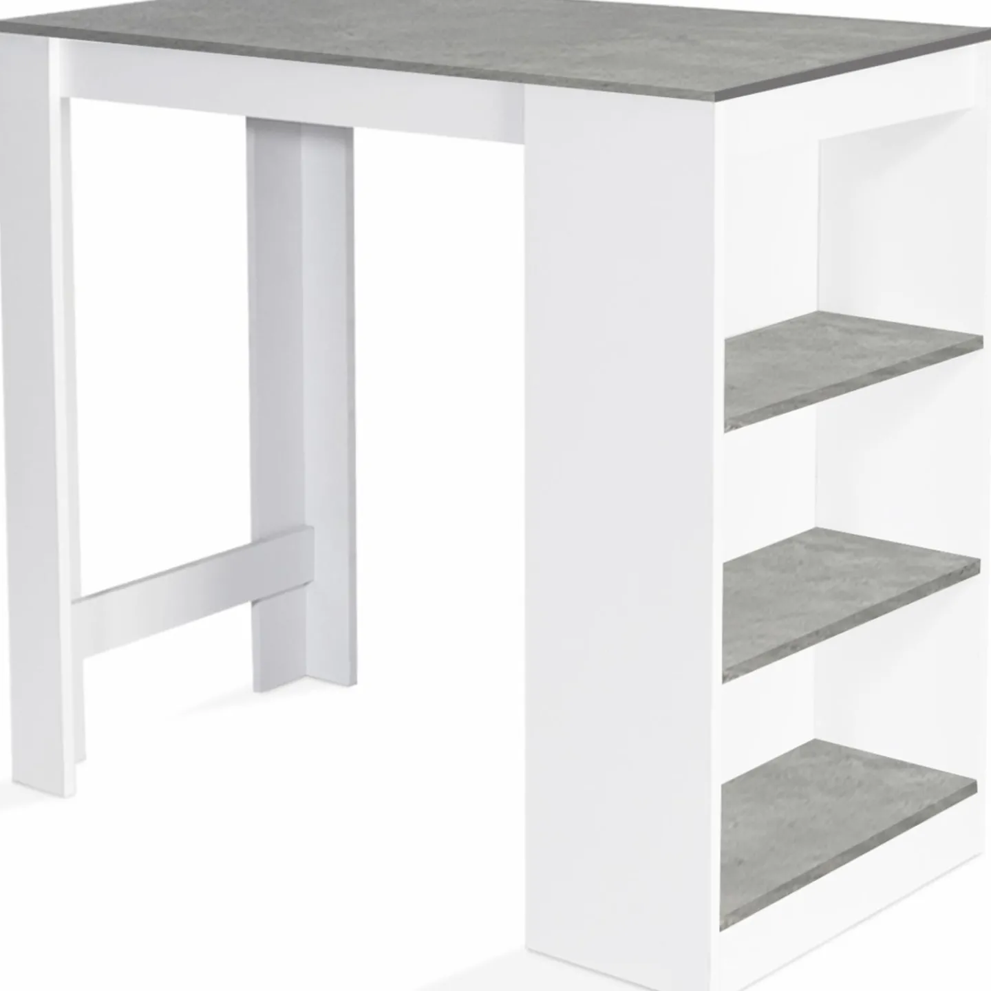 Table de bar haute 2 à 4 personnes blanche et grise effet béton*IDMarket Best