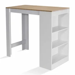 Table de bar haute 2 à 4 personnes bois blanc et imitation hêtre*IDMarket Outlet