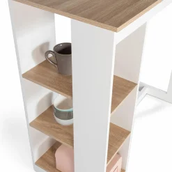 Table de bar haute imitation hêtre et blanche*IDMarket Online