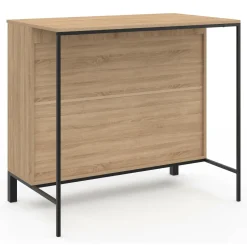 Table de bar îlot 100 cm bois noir et plateau façon hêtre*IDMarket New