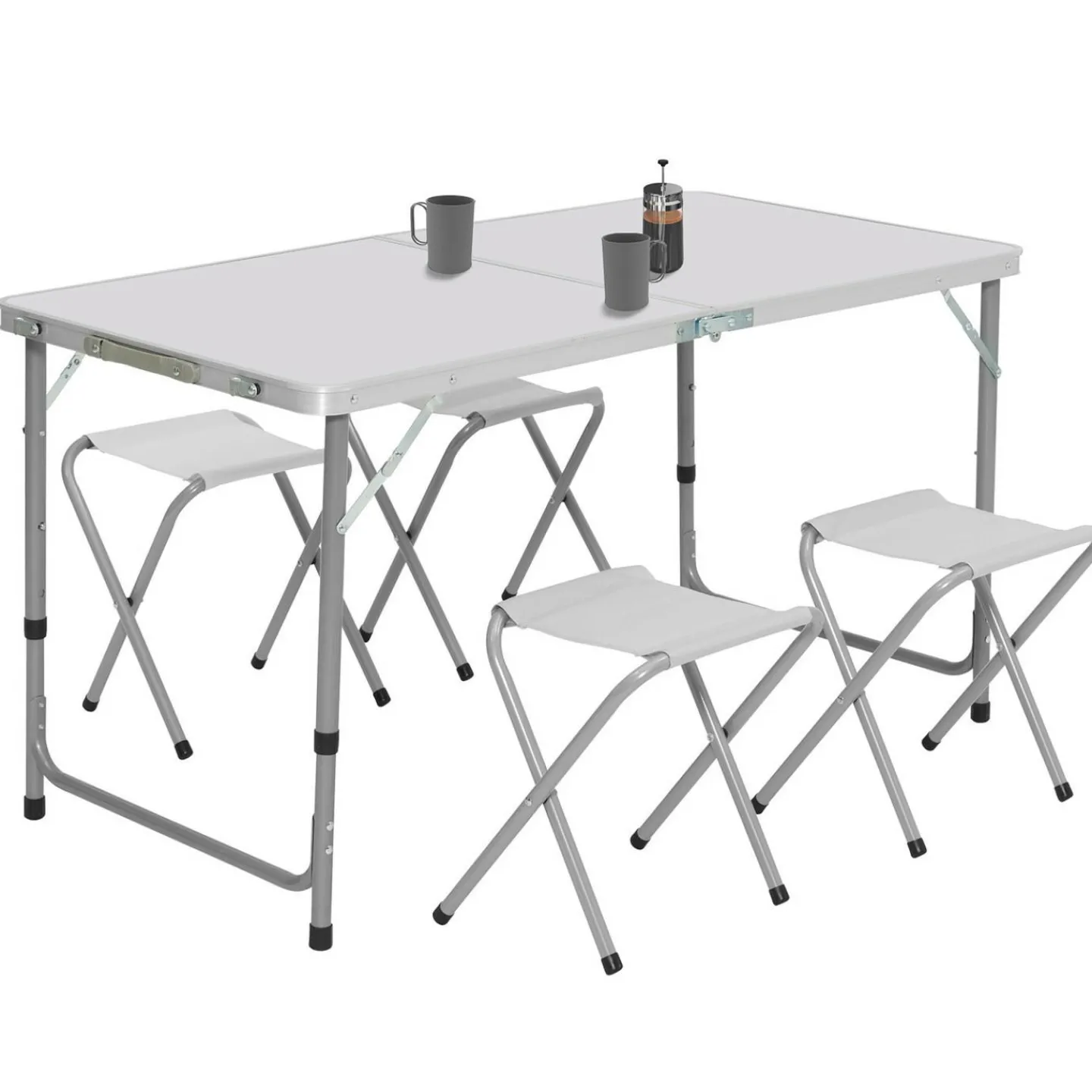 Table de camping pliante de 120 cm à hauteur réglable pour 4 personnes*IDMarket Discount