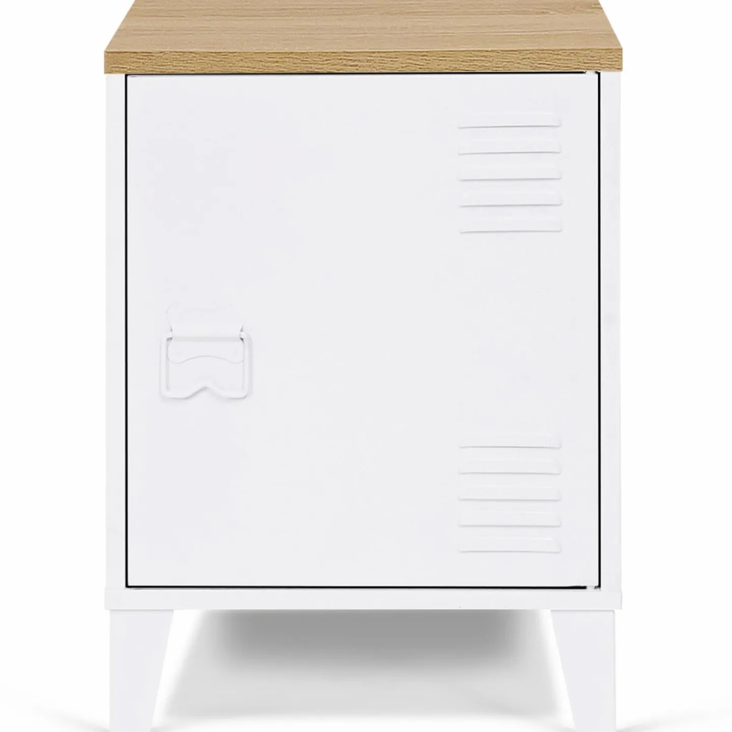 Table de chevet industrielle porte métal et plateau imitation hêtre*IDMarket