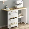Table de couture pliante à roulettes avec 4 étagères*IDMarket Outlet