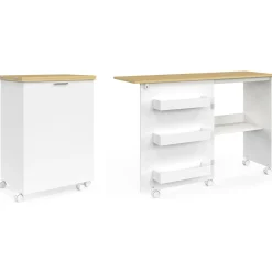 Table de couture pliante à roulettes avec 4 étagères*IDMarket Outlet
