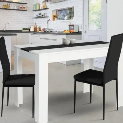 Table de cuisine 6 personnes blanche et noire*IDMarket Hot